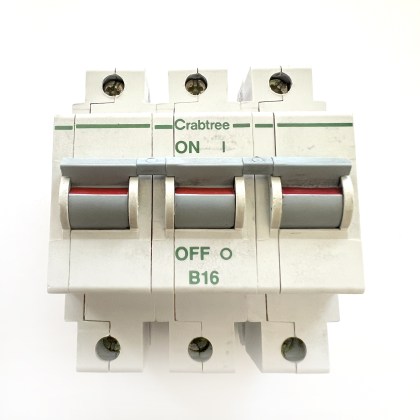 Crabtree Polestar 63B/16 B16 16A 16 Amp 3 Pole Phase MCB Circuit Breaker Type B